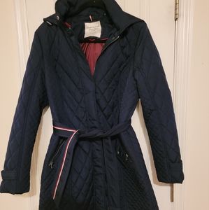 Tommy Hilfiger Women's Belted coat with hood size Large